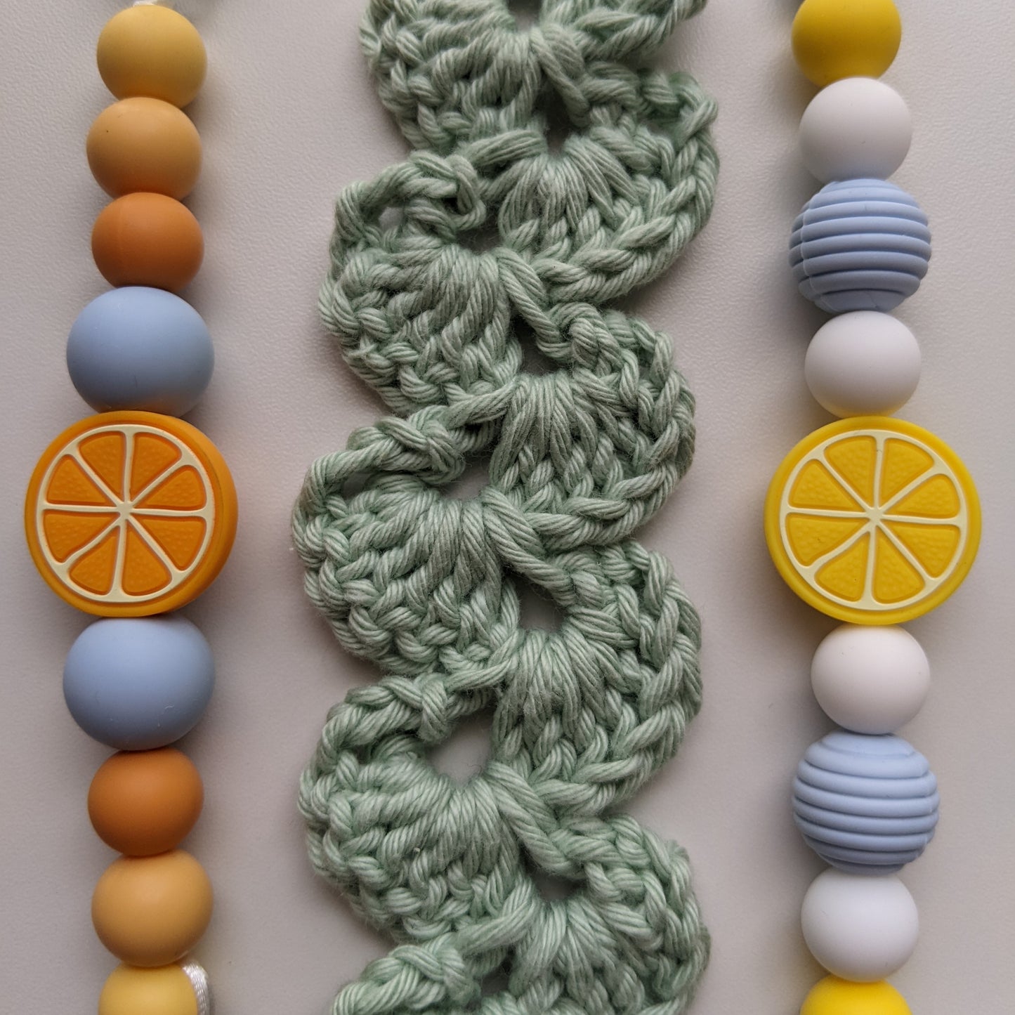 Pacifier Clip in Lemon Drop - Pastel Blue and Yellow Silicone Soother Clip, Gender Neutral Baby Shower Gift Idea