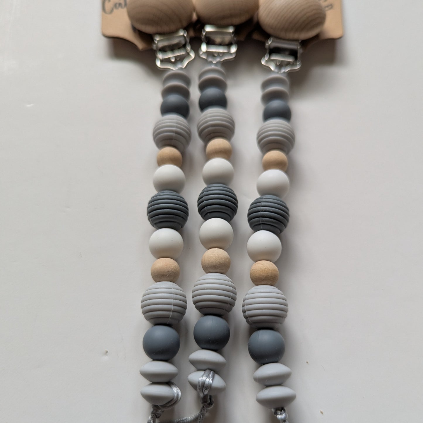 The Lucas Pacifier Clip - Dark Grey Silicone Soother Clip, Gender Neutral Baby Shower Gift Idea