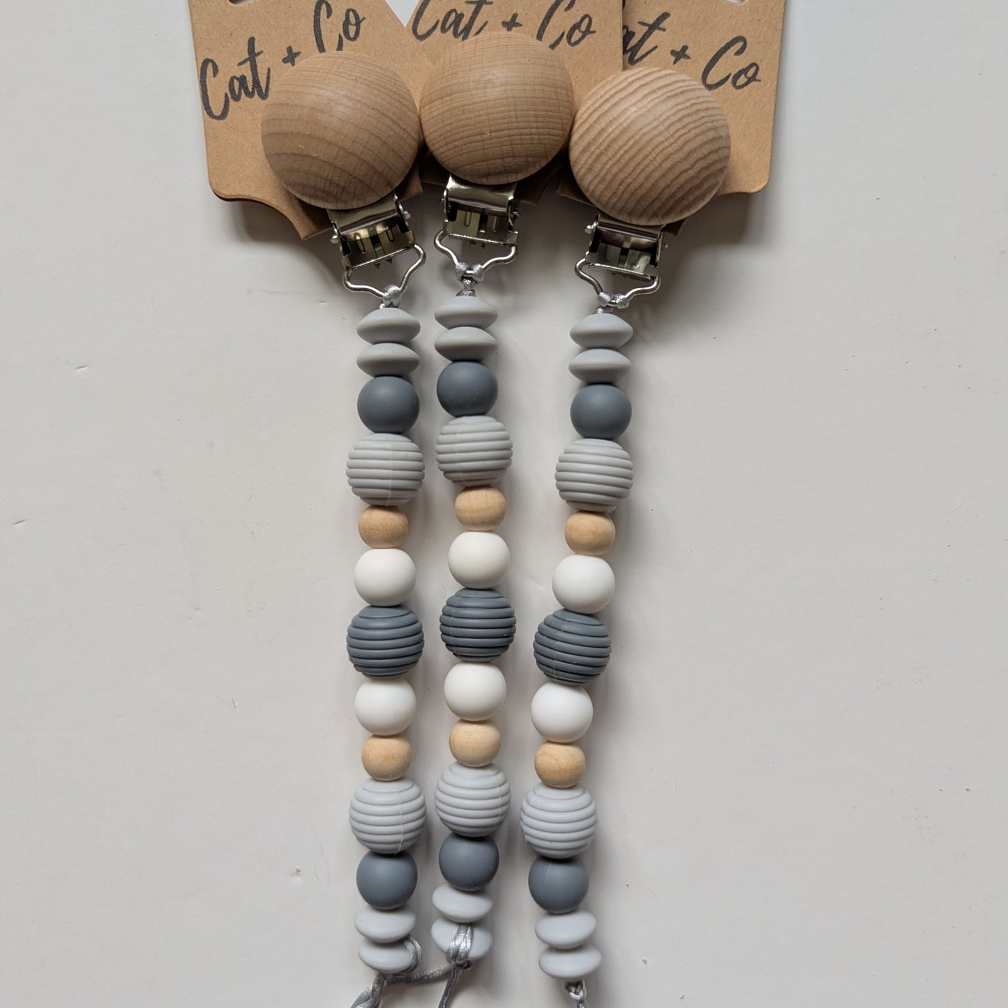 The Lucas Pacifier Clip - Dark Grey Silicone Soother Clip, Gender Neutral Baby Shower Gift Idea