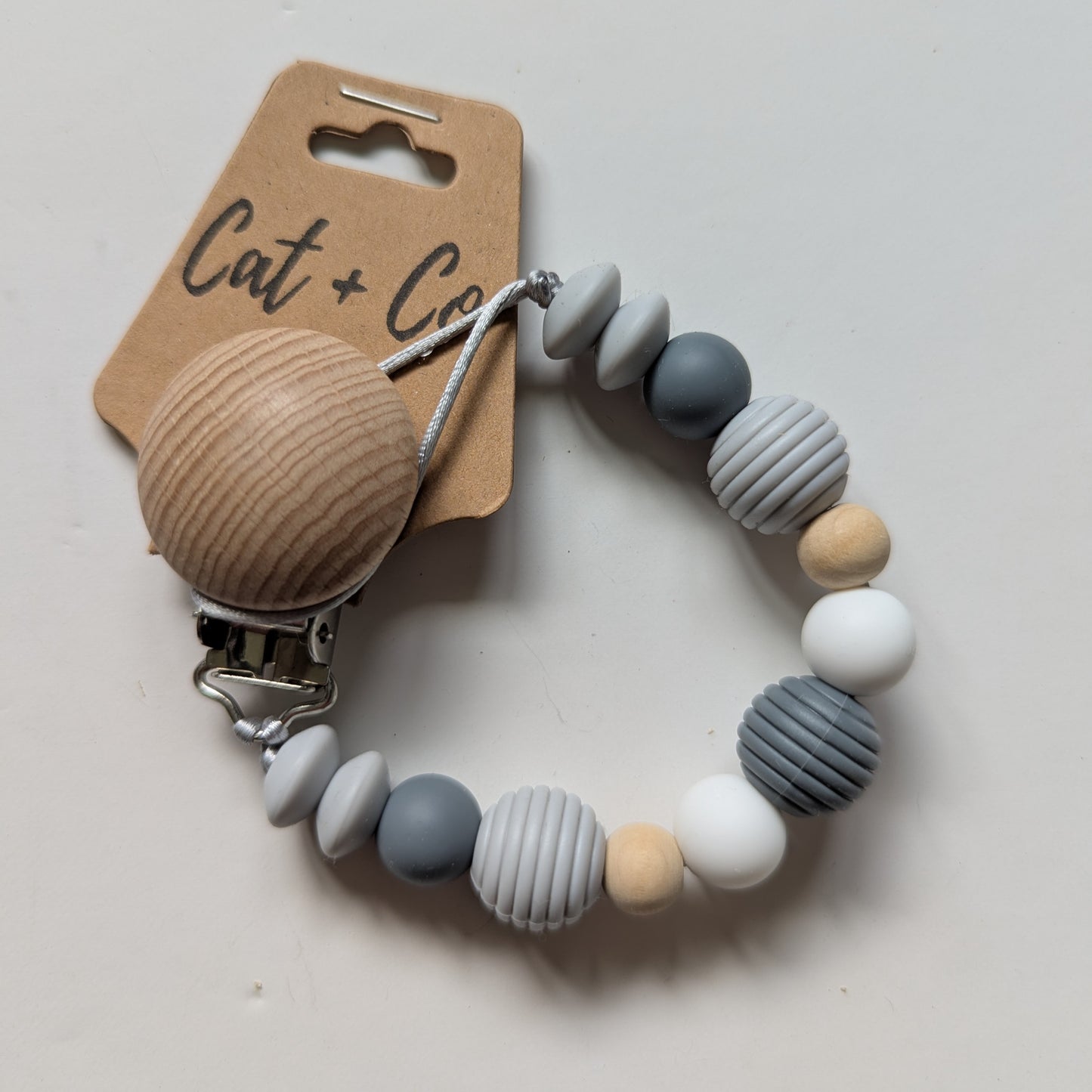 The Lucas Pacifier Clip - Dark Grey Silicone Soother Clip, Gender Neutral Baby Shower Gift Idea