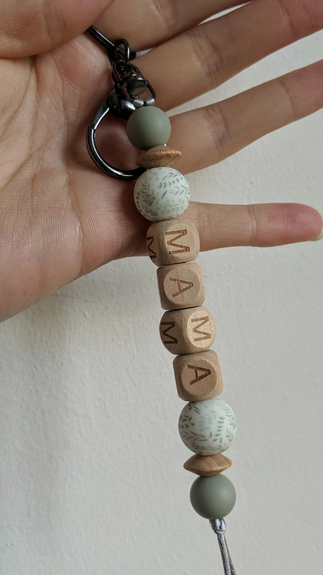 MAMA Keychain in Botanical Green