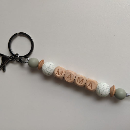 MAMA Keychain in Botanical Green